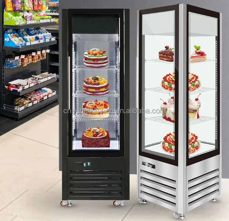 4 Side Glass Display Cake Chiller Upright Vertical Glass Cake Cooler ...