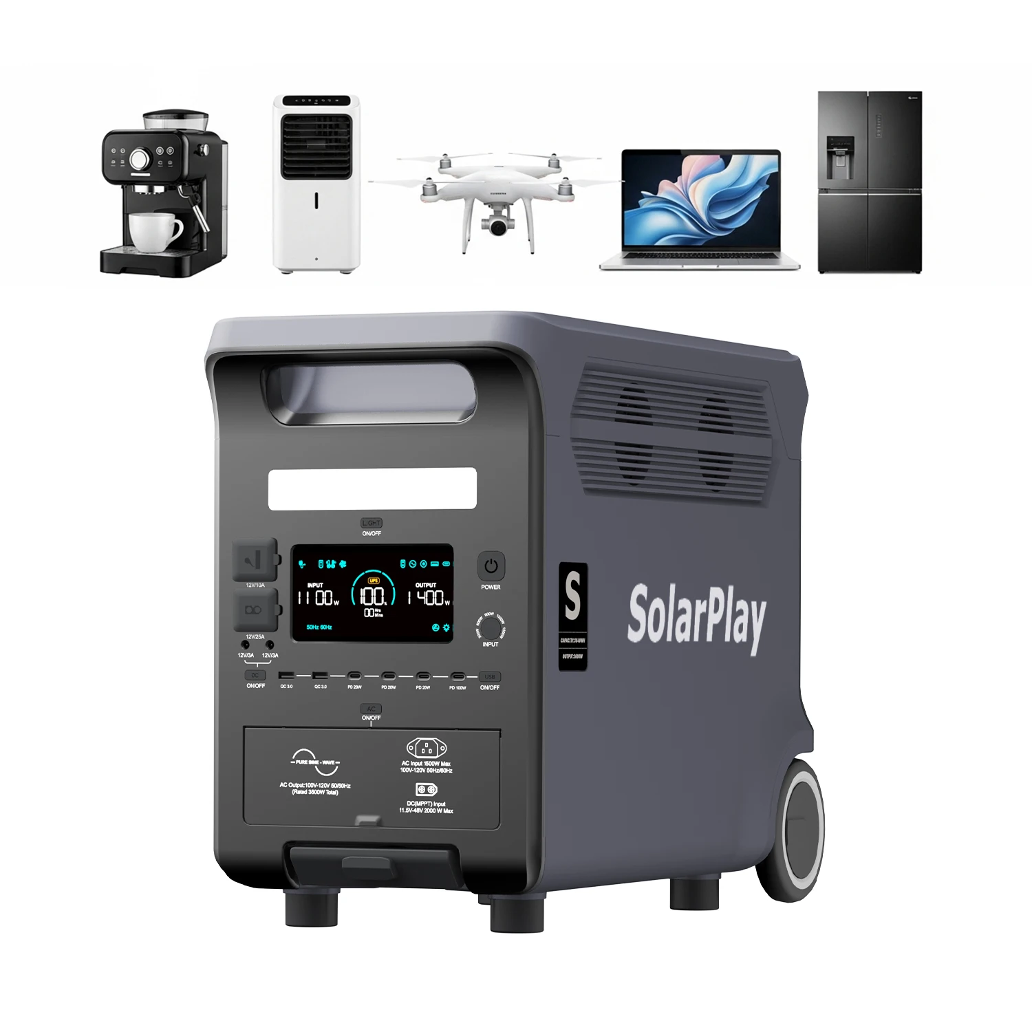 【未使用品】SolarPlay Q3600 ポータブル電源 3840Wh Amazon.co.jp: SolarPlay Q3600 ポータブル電源 3840Wh 大容量 長寿命