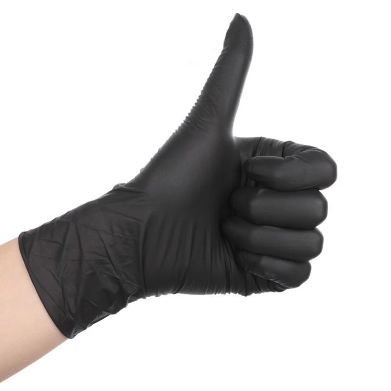 black gauntlet nitrile gloves