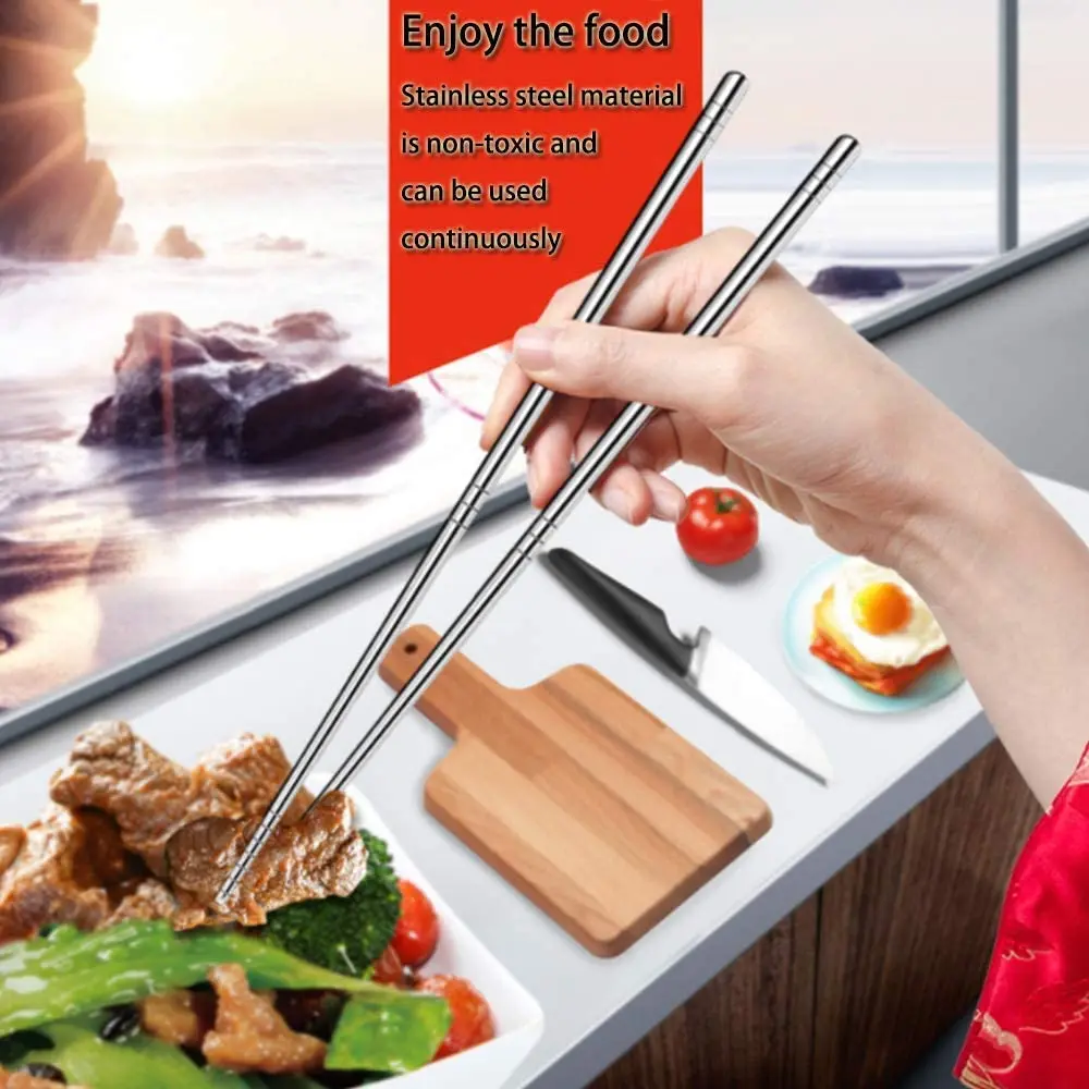 Korean Style Reusable Metal Chopsticks 304 Stainless Steel Dishwasher