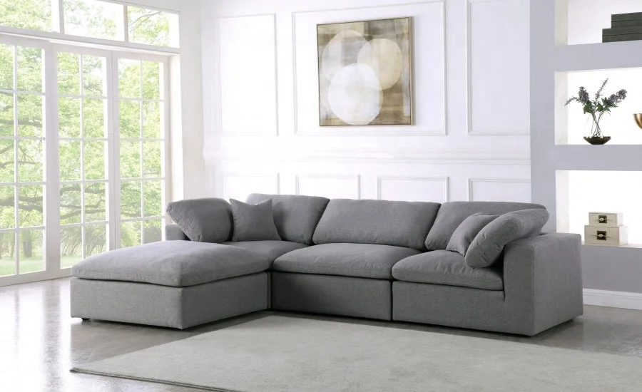Modular 4-Piece Tufted Wood Sectional Sofa Set Corner Sofa with Chaise Lounge Living Room Furniture