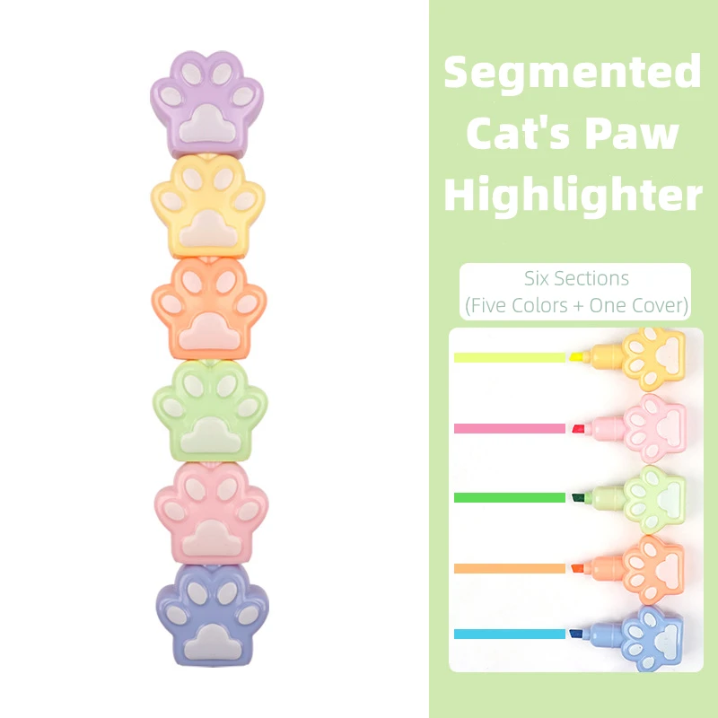 Креативные блоки кошачьи лапы маркер сегментированный милый 5 видов цветов для рисования школьные принадлежности канцелярские оптовая продажа