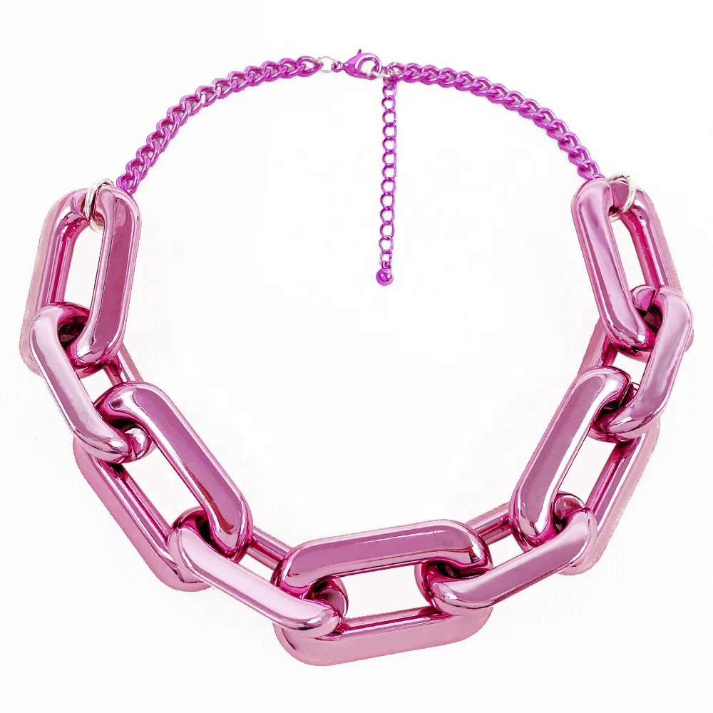 Women Necklace Trending Jewelry HIPHOP Fashion Big Link Chain Geometric Acrylic Charm Pendant Jewelry Necklace for Girls