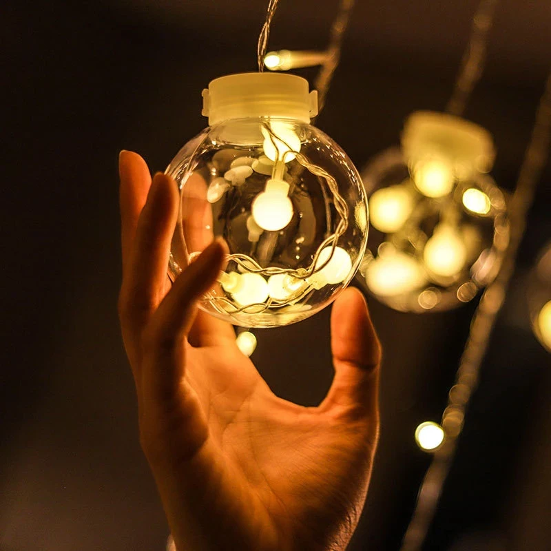 LED Wishing Ball Curtain String Lights IP44 Fairy Garland for Bedroom New Year Christmas Decorations Window Festival Decor
