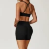 Set corto in vita a doppia linea di reggiseno nero V back