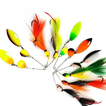 Factory Silicone 36g Rotating Spoon Freshwater Northern Musky Fishing Jig Head Bucktail Lures Spinnerbaits for Carp Bass No – Soft Lure – view 2