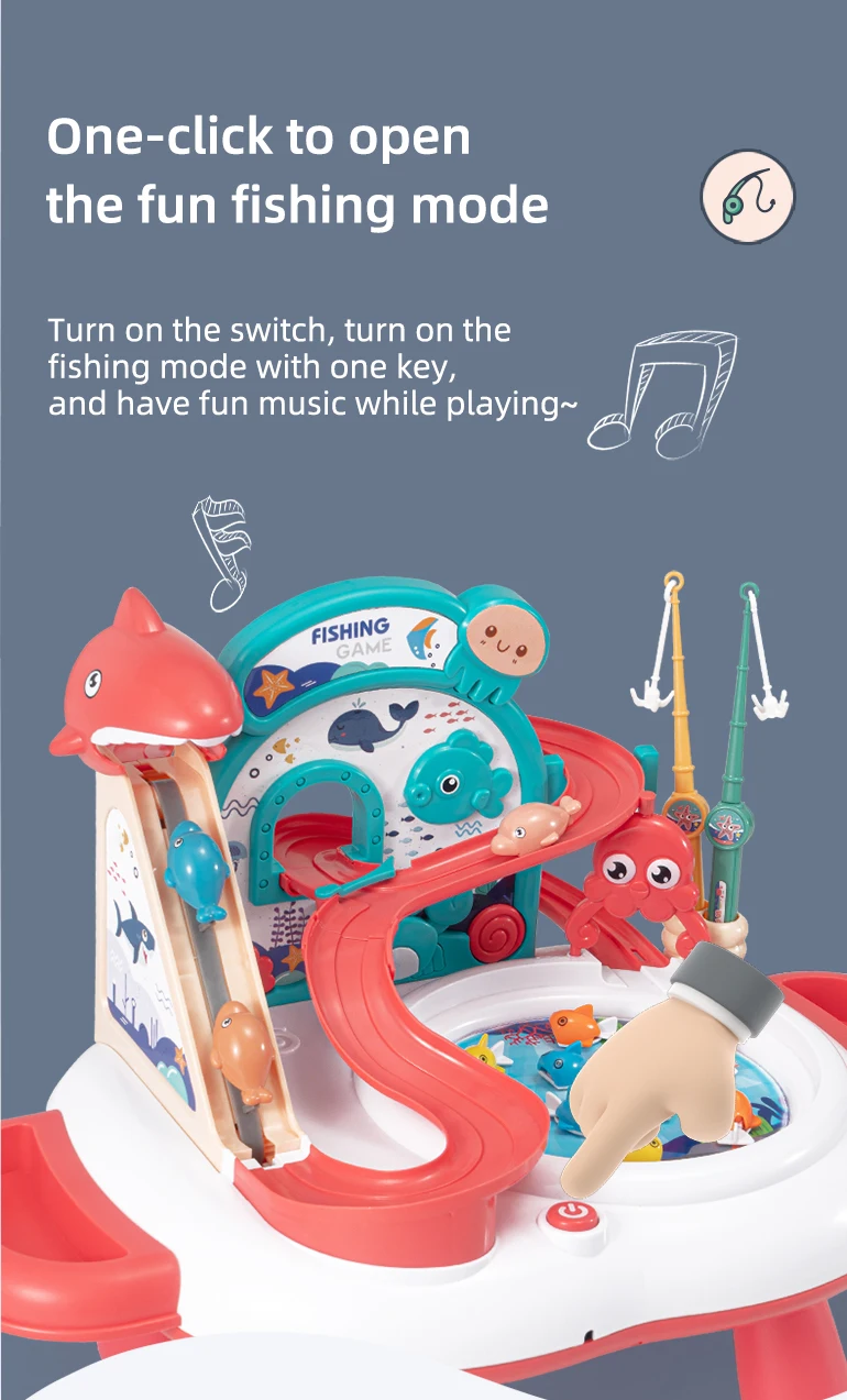 Chengji Interactive Electric Portable Children Funny Kids Plastic Fishing Game Toys Playing Water Go Fishing Platform Toys