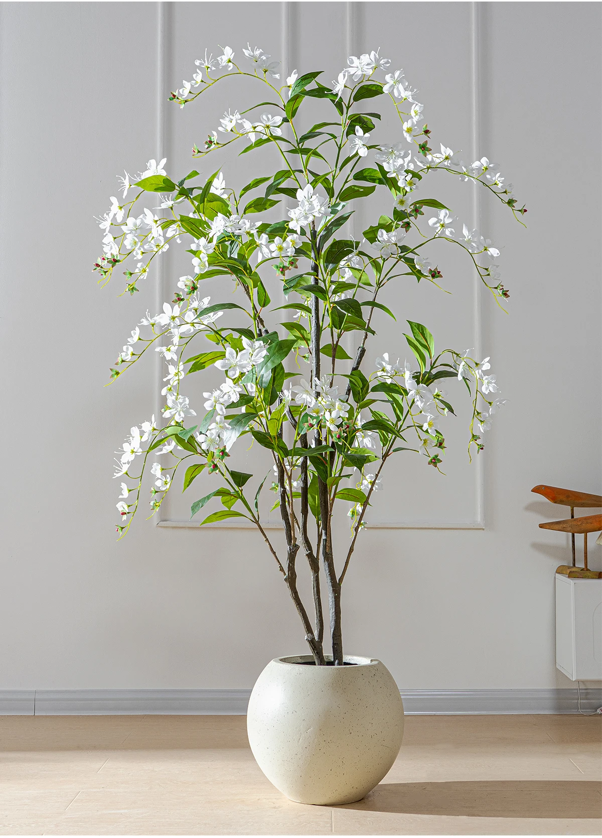 Plastic Green Tree with Real Touch White Pink Purple Artificial Flowers for Home or Office High Touch-Feel Decorative Pot supplier