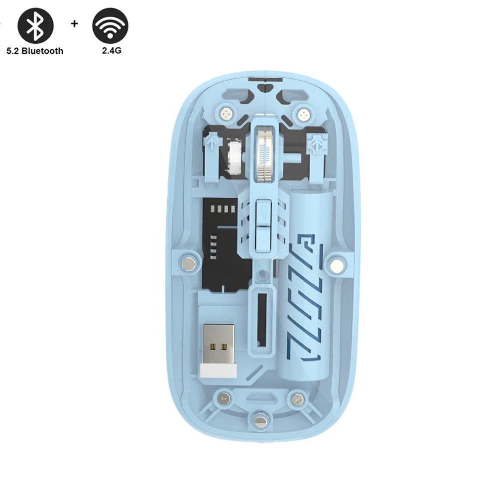 Silent Wireless Mouse Rechargeable Transparent Mouse Computer 18650 Wireless Mouse with Rechargeable Battery