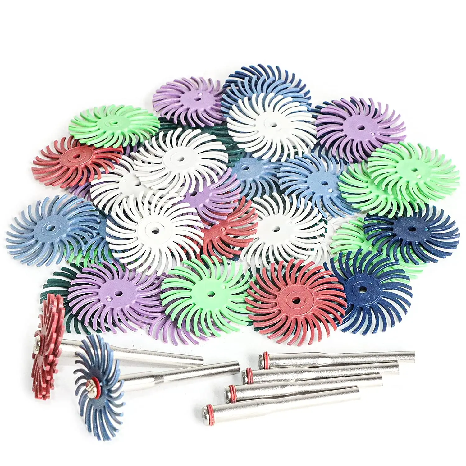 42pcs 1 Inch Radial Bristle Disc Kit With 3mm Shank For Rotary Tools