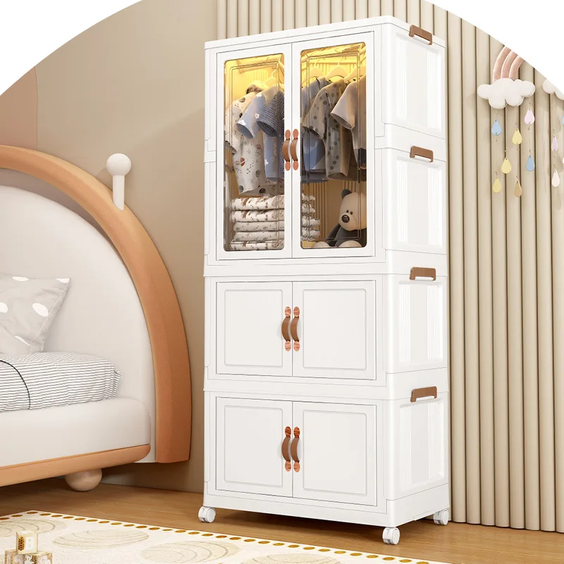 Tragbarer Kleiderschrank Schrank Faltbar Plastik-kleiderschrank-schachtel Modern Umklappbar Baby-schlafzimmer-kleiderschrank