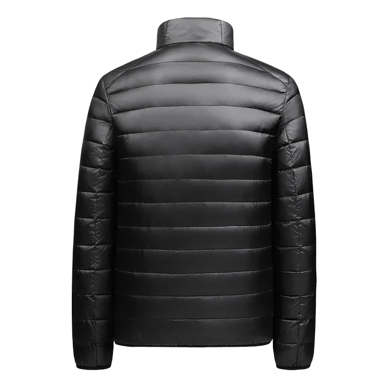 Custom Lightweight White Duck Jacket For Mens Front Zipper Up Packable Insulated Quilted Down Coat_voghion.com