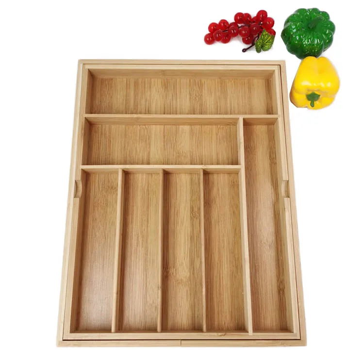 WDF Hot Sale drawer dividers organizer cutlery silverware organizer kitchen drawer tray Bamboo drawer Organizers for house using factory