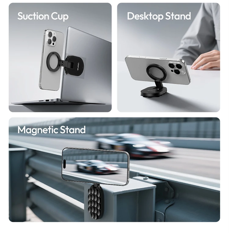 Suction Cup Magnetic Phone Holder Climbing Buckle Folding Rotating Three-in-one Multi-function Dustproof Mobile Phone Holder