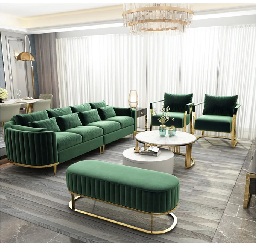 Curved Dresser Sofa Set Support Custom New Dubai Italian Luxury Living Room Furniture Home 1+2+3 Sets + Fabric Bedroom Furniture
