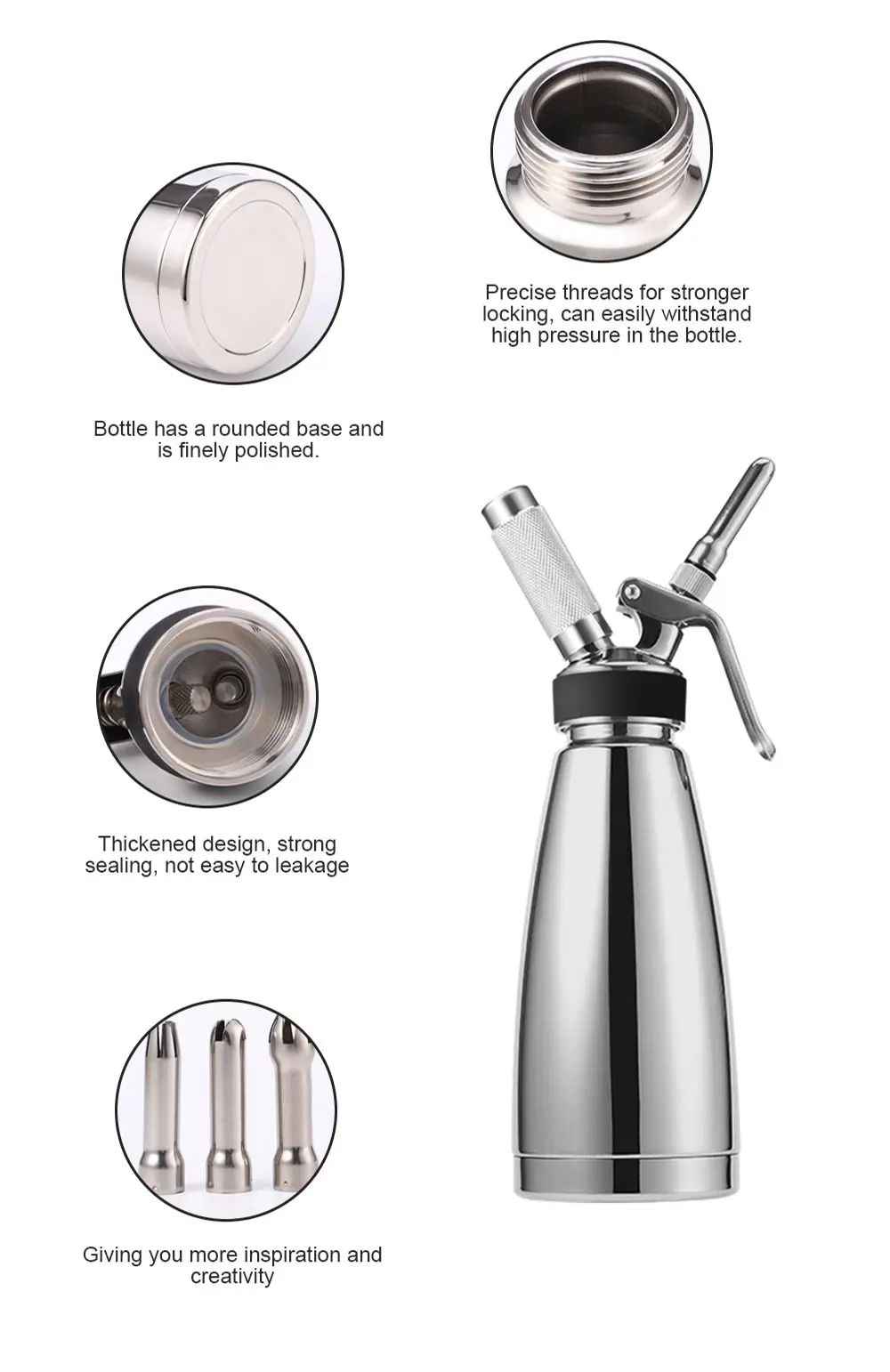 250ml Dessert Tool Whipped Cream Chargers Whipped Cream Dispenser