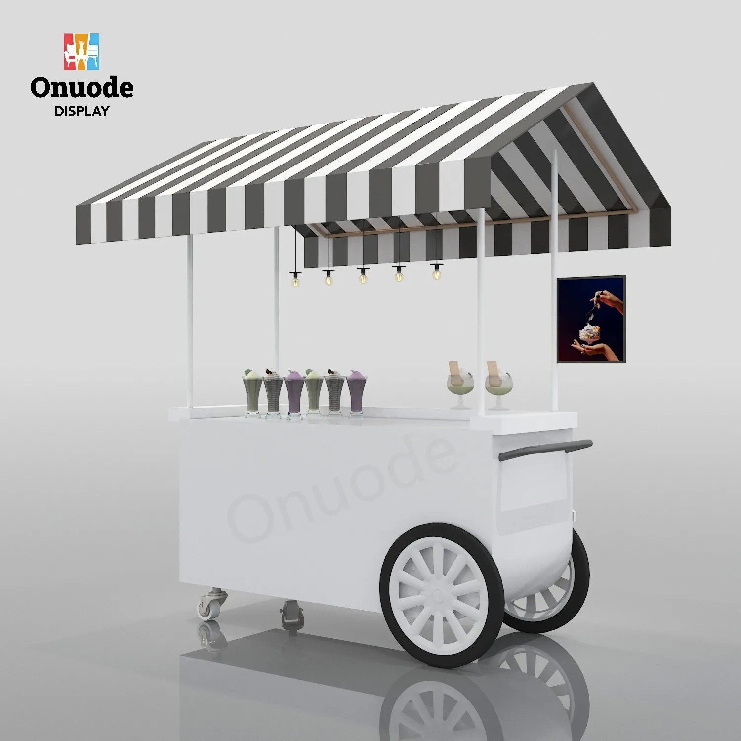 Customized Mini Mobile Outdoor Street Snack Fast Food Trailer New Style Hand Push Commercial Sale Food Cart