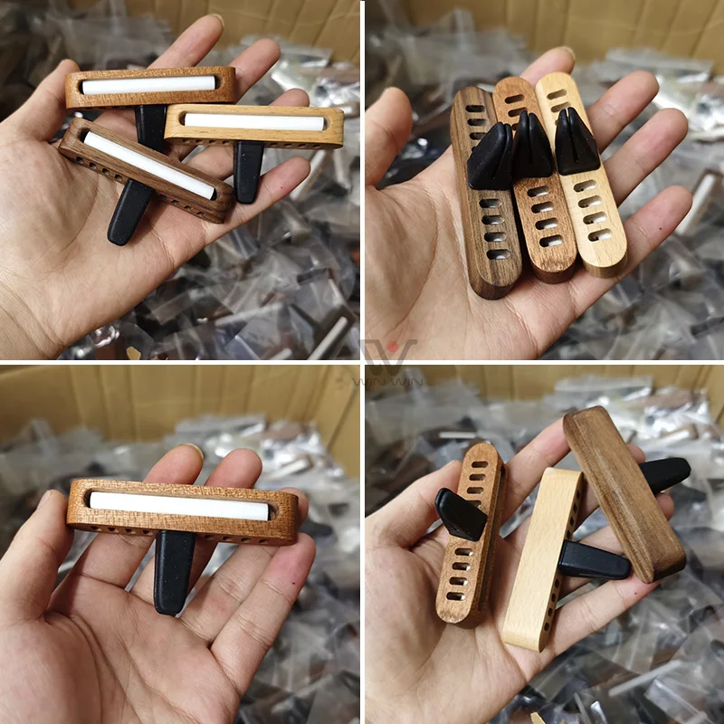 Customisable Logo Wooden Car Air Diffuser Vent Clip Luxury Solid ...