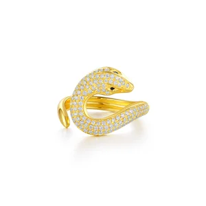 18K Gold Snake Moissanite Fine Jewelry Ring for Women Trendy Gemstone Ring Gift for Ladies