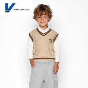 China V-Times Children's Sweater 2026 Spring and Autumn New Style Boys' Tops Vests V-neck Anti-pilling