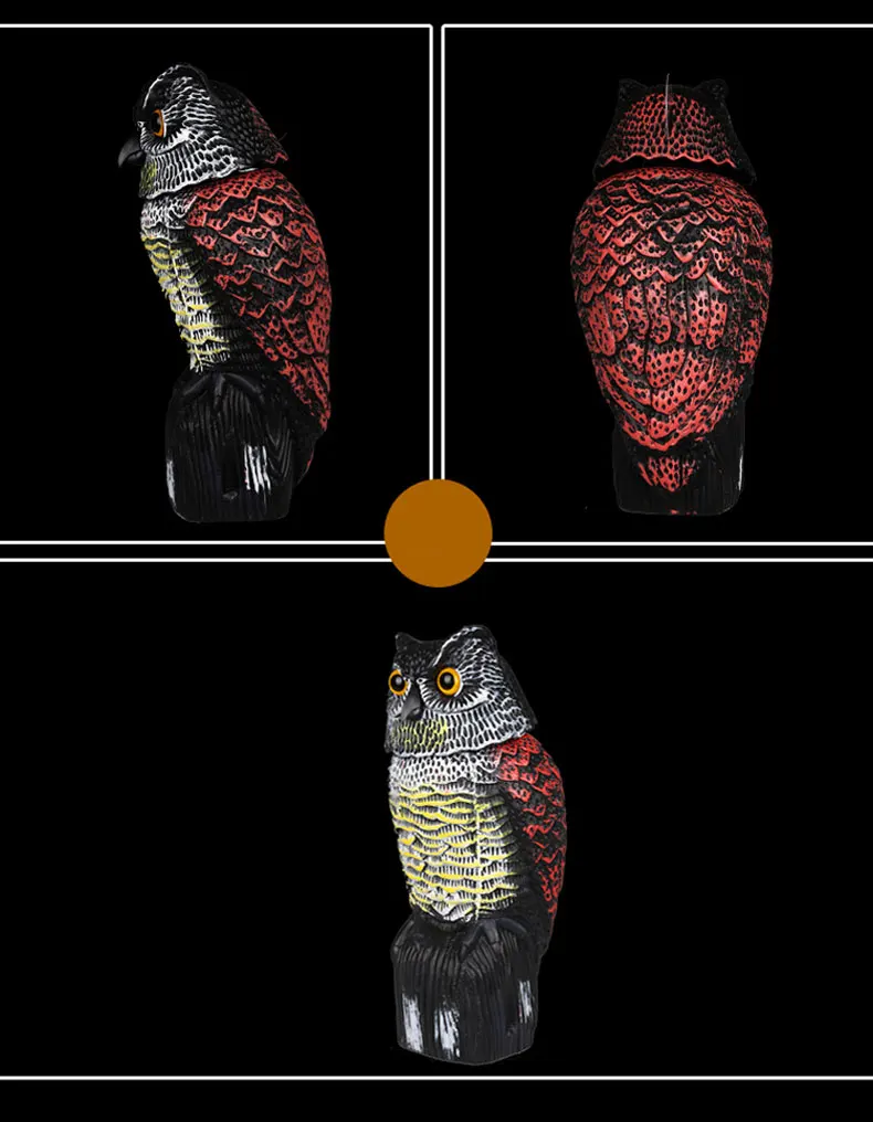 The Head With Sound Scarecrow Owl Decoy Statue To Scare Birds Away