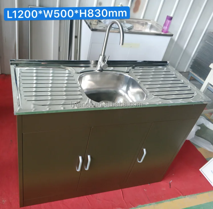 Stainless steel kitchen sink cabinet - SBC36FDD - SUNSTONE - for