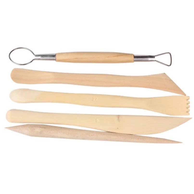 Профессиональный 5 шт. глины Скульптура инструмент с деревянной ручкой doubal сторонняя нож набор для нейл арта и ремесла Сделай