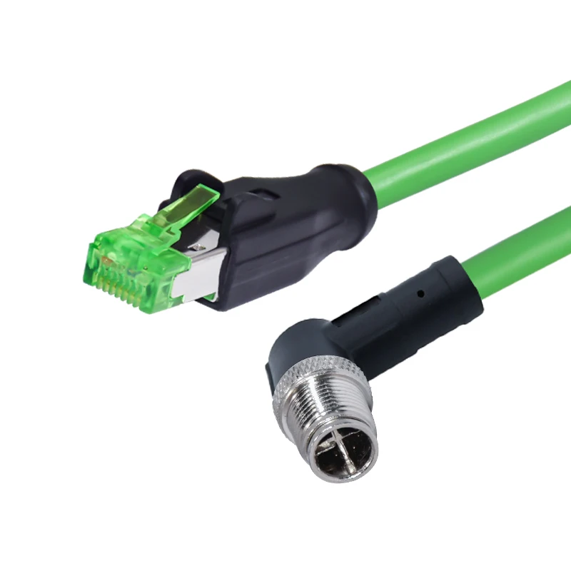 M12 X Code 8 Pin Male Waterproof Connector to RJ45 Ethernet Cable Shielded Cat 6 Industrial Camera Vision Sensor Plug Patch Cord