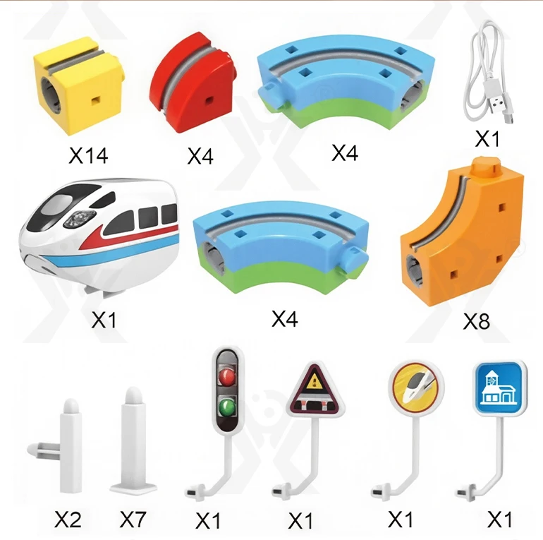 成基魔术轨道玩具汽车积木卡通彩色电池操作玩具火车多轨