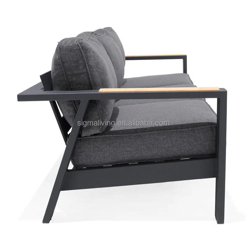 Wholesale outdoor furniture garden sofa aluminum patio three-seat sofa with cushion