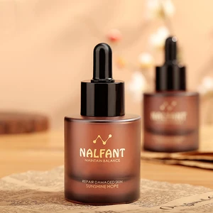 Custom 1OZ 30g 50g 40ml 100ml 120ml Translucent Matt Amber Color Packaging Flat Facial Skincare Jar for Eye Drops Cosmetics