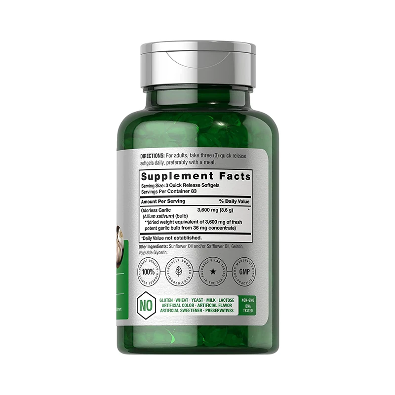 Oem Private Label Halal Odorless Garlic Oil Soft Capsule Supplement