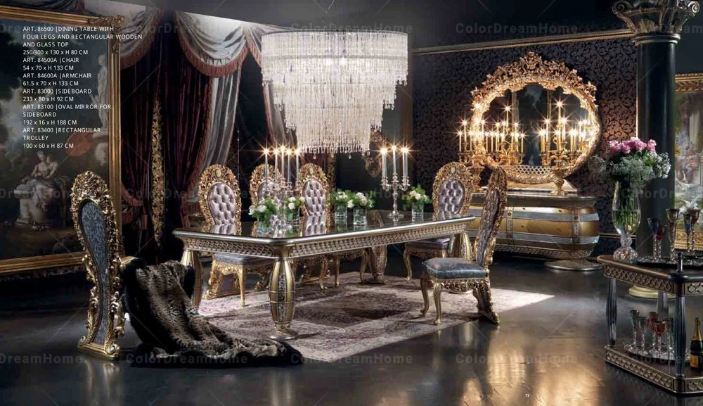 豪華なバロック様式の木彫りの椅子のデザインフランスのロイヤルレザー