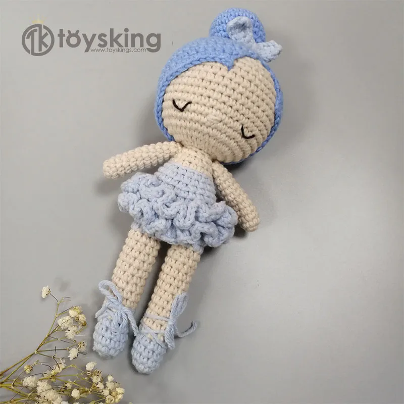 TK venta al por mayor personalizada 100% hilo de algodón hecho a mano  ganchillo niña bailarina muñecas infantes tejido felpa regalos Amigurumi