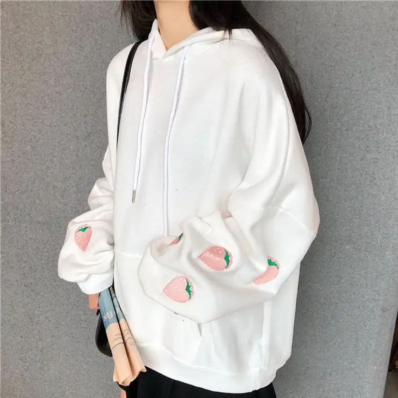 Custom Korean Women Streetwear Hoodie Cute Girly Kawaii Harajuku Style Sweaters Hoodies Sweatshirts