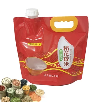 custom 5L Stand Up grain rice sauce oil Water gallon Pouch Transparent Liquid drink beverage Packaging Bag with top Spout nozzle