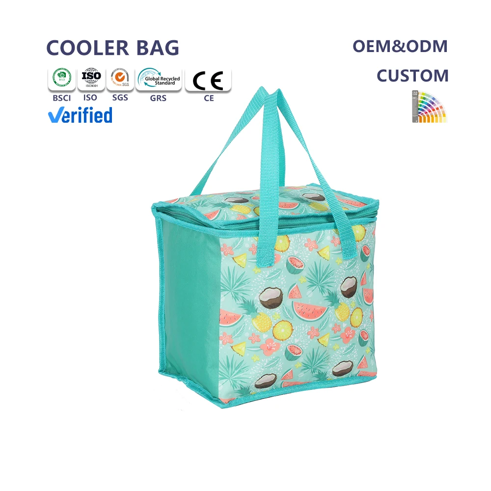 China Manufacturer Best Selling Custom Sublimation Design Reusable Thermal Insulation Polyester Large Cooler Tote Bag