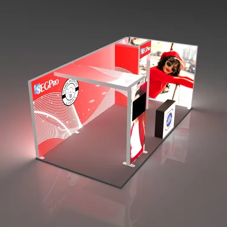 Mostra tal-Produzzjonijiet ta' Ċina Displa 6x6 Aluminju Fier Stand Eksibizzjoni Booth Designs Advertising Light Box