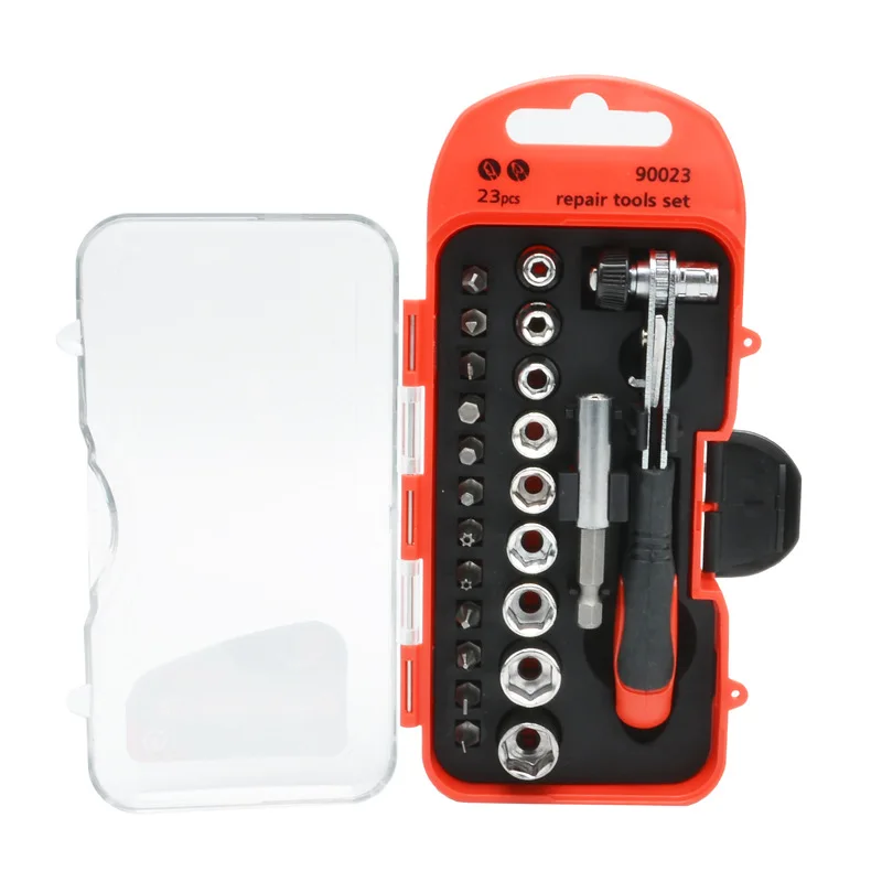 Aluminium Hand Tool Set Box Storage Case Package Tool Sets Torque Ratchet Wrench Bit Socket 1/4