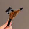 5-coffee leopard print-bright black base clip-large size 13 cm