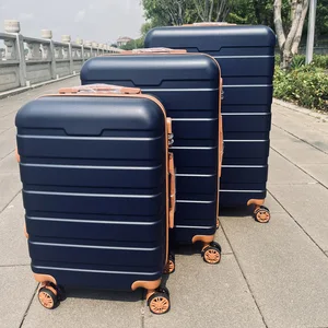 3pcs ABS Spinner Luggage Set Unisex Factory Wholesale Trolley Bag Custom Printed Logo TSA Lock Aluminum Main Material for Travel
