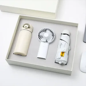 2026 Women's Day Gift Set Mini Fan Umbrella Water Bottle Towel in Gift Box New Product Idea for Giveaways