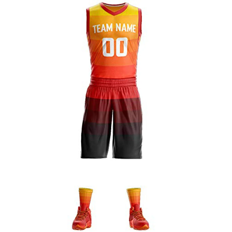 Custom Team Red Basketball Black Shorts Gold