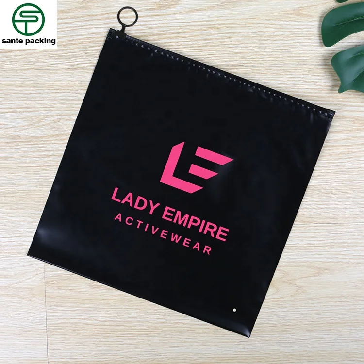 Sante Custom CMYK Printing Black Matte Waterproof EVA Swimsuits Packaging Zipper Locking Bags