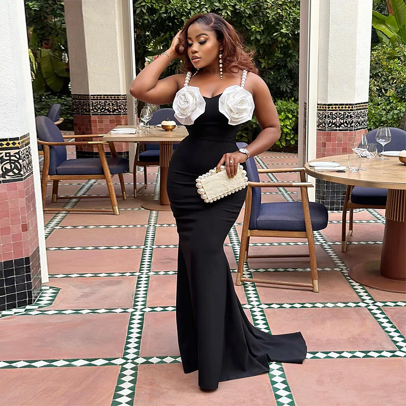 China Factory Wholesale Sexy Black Evening Dresses Black Long Dresses Black  Prom Dress