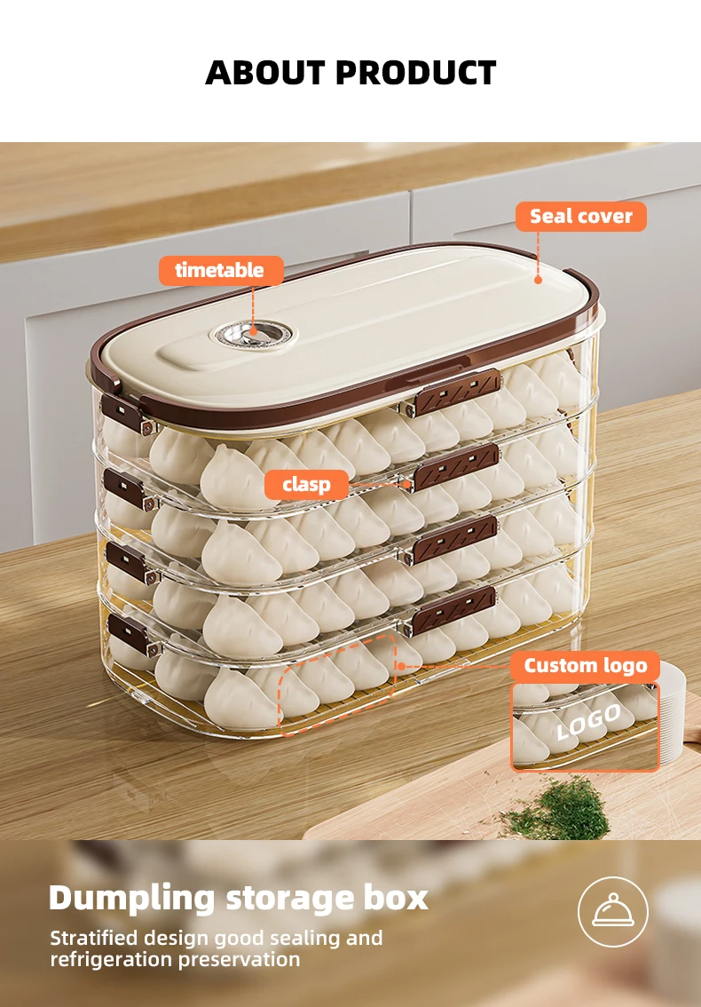 Wannuo 1-4-Layers Kitchen Food Storage & Container in Portable fashion design for Dumplings/Eggs/Fruits/Meat Storage factory