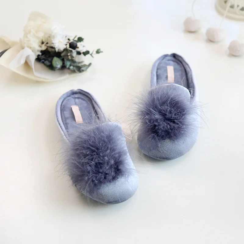Womens Slippers Velvet Home Slippers Indoor Slippers Silk Bedroom