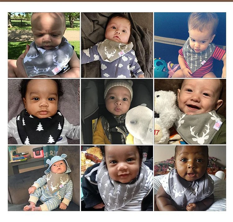 ODM/OEM органический хлопок с рисунком 4 упаковки детские слюнявчики Бандана силиконовым