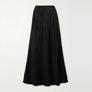 Clothing Manufacturer Custom Spring Summer Black High Waist Stretch Women Elegant Casual Maxi Skirt