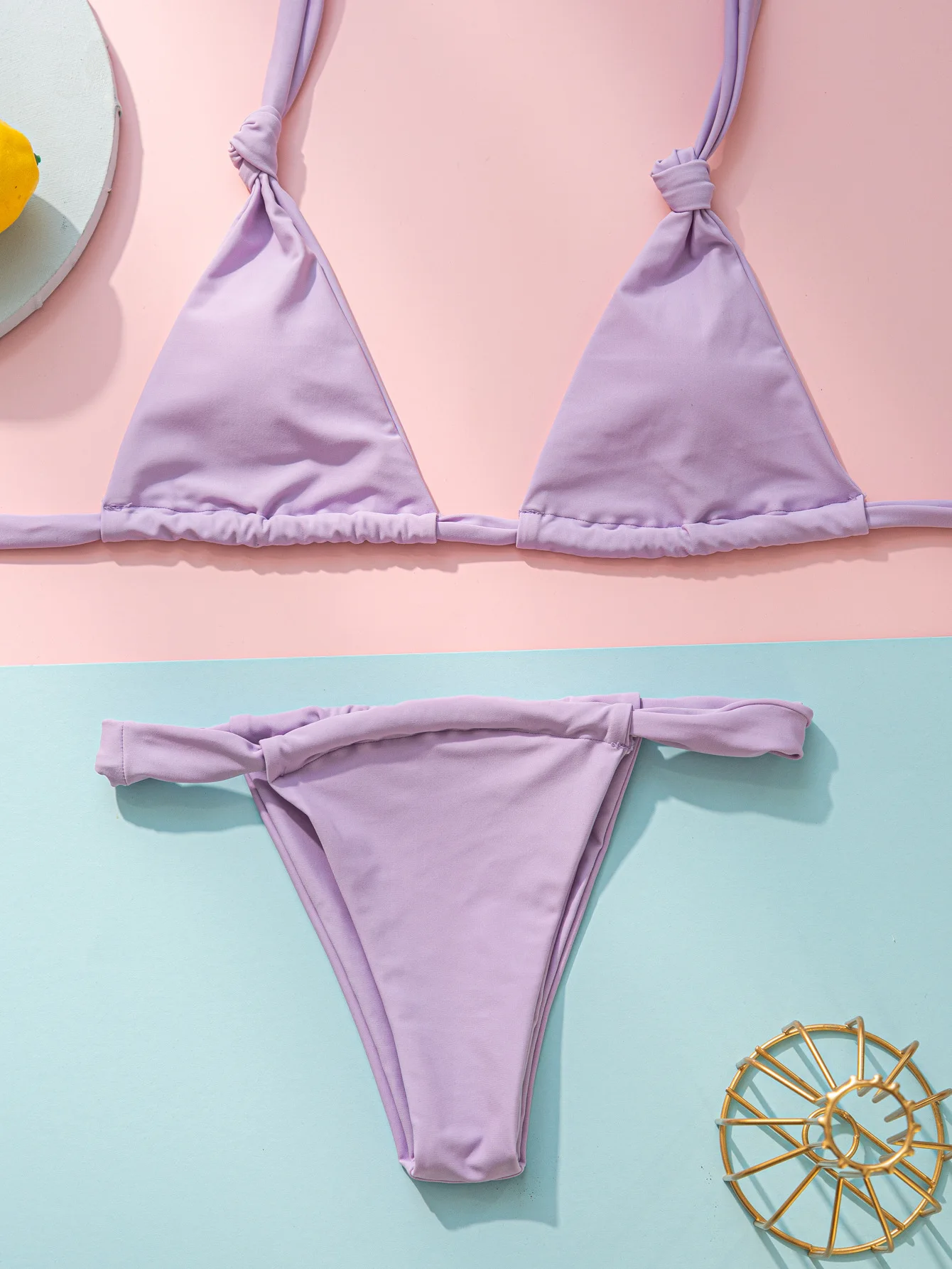 Bandage Brazilian Pleated Bikinis Beachwear Swimsuit Thong Bikini Set ...